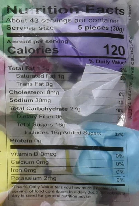 Pack 3 lb Sweet Candy Company Salt Water Taffy Individually Wrapped - Salt Water Taffy Candy Bulk, Old Fashioned