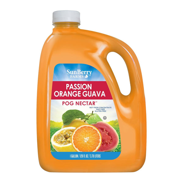 Sunberry Farms POG 128oz Passion Orange Guava Tropical Juice, Real Fruit Nectar,