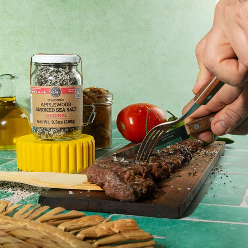 Pack 4 9.38 oz, 100% 10 of SMP Applewood Smoked Sea Salt Natural Gourmet Finishing Salt, Cold-Smoked for Days, Rich