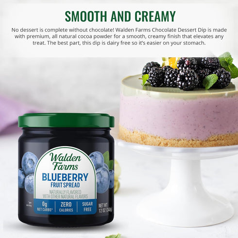 Pack 3-Pack, 12 oz Walden Farms Fruit Spread Variety Blueberry, Raspberry & Strawberry Fruit Flavors Zero Calorie, Low