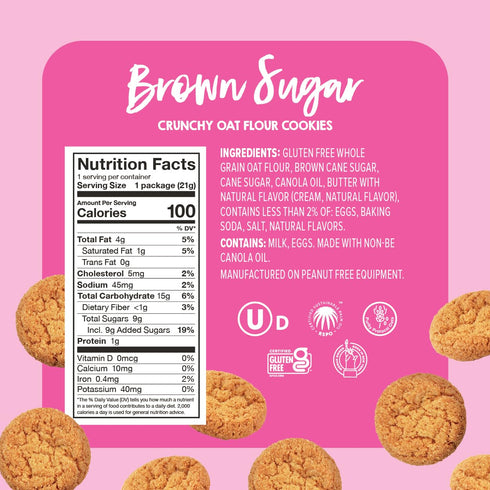 Packs 100 (24 Pack) Goodie Girl, Mini Brown Sugar Cookie Snack | Gluten Free, Peanut Free | Calories