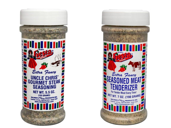 Bolner's Fiesta Seasonings Flavor Pairing Set (Uncle Chris Steak 5.5oz & Seasoned Meat Tenderizer
