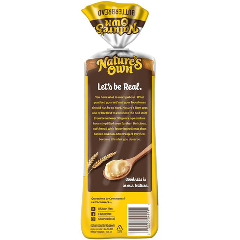 20 oz Nature's Own Butterbread, Non-GMO Bread, Sandwich Bread, Loaf
