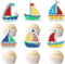 SugarGera Set of 18 sailboat cupcake toppers-with a nautical theme Dessert Decorations for