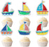SugarGera Set of 18 sailboat cupcake toppers-with a nautical theme Dessert Decorations for