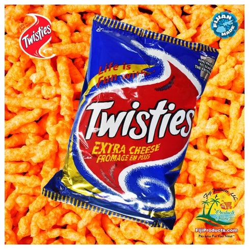 FIJIAN MADE (Pack 3 100g Yummy! Twisties Extra Cheese Fromage Snack Of x Ea Bag) Cheese Flavor, Puffs Snacks