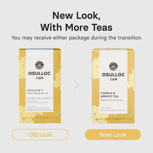 OSULLOC Canola & Apricot Tea - Premium Blended Tea from Jeju, 20 Count Tea Bag Series