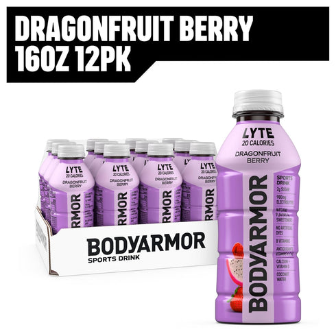 Potassium-Packed 16 Oz (Pack 12) BODYARMOR LYTE Sports Drink Low-Calorie Sports Beverage, Dragonfruit Berry, Coconut