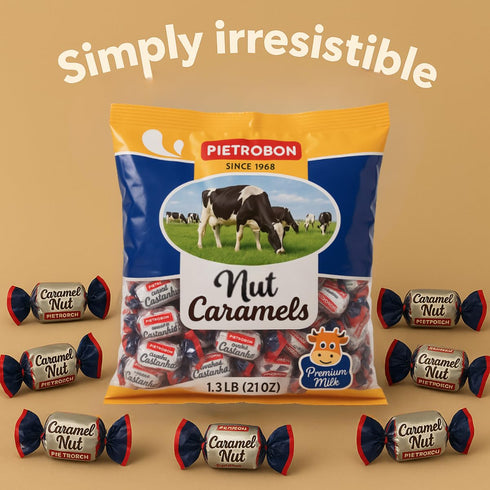 21oz 1.3lb Cashew Nut Caramel Candy Premium Milk Caramel with Nuts, Individually Wrapped Gourmet, Snacks, Retro Sweets
