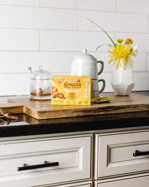 10 Prince of Peace Instant Ginger Honey Crystals, Sachets Instant Hot or Cold Beverage Easy to Brew Ginger and Honey