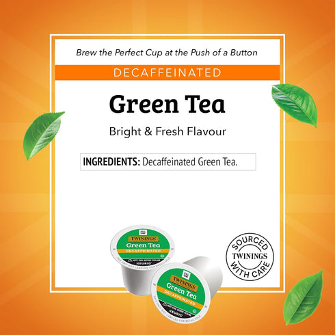 24 Count (Pack 1), Twinings Decaffeinated Green Tea K-Cup Pods for Keurig, of Smooth Flavour, Enticing Aroma, Enjoy Hot