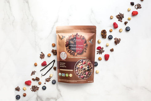 10 oz Artisana Organics Hazelnut-Cacao Granola - Gluten-Free, Vegan, Low Glycemic, Organic, Palm Oil-Free, Ancient
