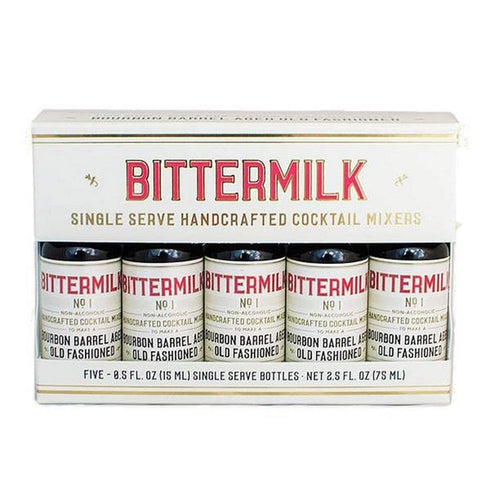 Bittermilk Single Serve No.1 Bourbon Barrel Aged Old Fashioned Mix – Cocktail Bitters Set - Mini Mixers, 5-Pack