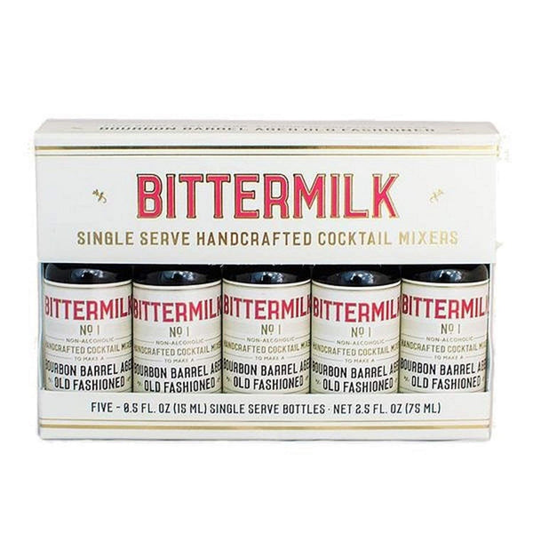 Bittermilk Single Serve No.1 Bourbon Barrel Aged Old Fashioned Mix – Cocktail Bitters Set - Mini Mixers, 5-Pack
