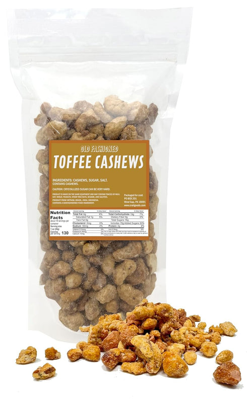 Toffee Cashews 18 Ounce Bulk Bag, Sweet Crunchy Candied Roasted Cashews in