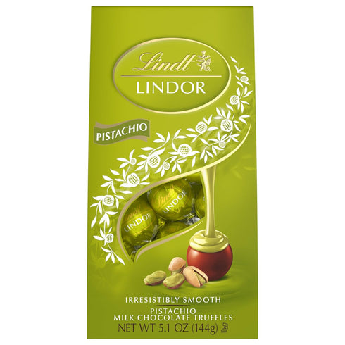 5.1 oz. Lindt LINDOR Pistachio Milk Chocolate Candy Truffles, Bag