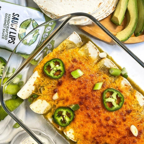 Saucy Lips Green Enchilada Sauce, 8oz - Tangy Tomatillo Mexican Blend, Handcrafted Salsa Verde