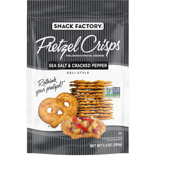 Snack Factory Pretzel Crisps Sea Salt & Cracked Pepper, 7.2 Ounce (Pack