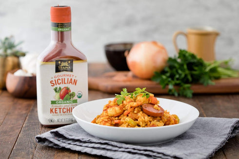 16 oz Traina Home Grown Gourmet Sicilian Organic Tomato And Herb Ketchup - Certified Organic, No Corn Syrup, Non GMO