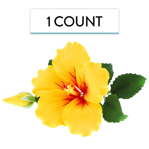 1 Count Global Sugar Art Hibiscus Sugar Cake Flowers Spray, Yellow Hawaiian Cake Flower Large. by Chef Alan Tetreault