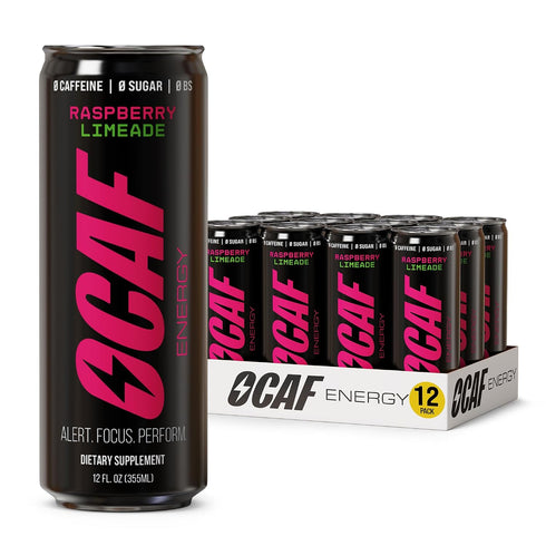 12 oz (Pack 12) CAF Energy Paraxanthine Energy Drink, Caffeine Alternative, Sugar Free, Raspberry Passionfruit, Smooth