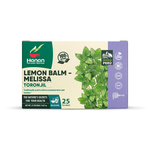 150 Hanan Peruvian Secrets Lemon Balm Tea (Toronjil) - Teabags of Herbal Tea - Melissa Herb for Relaxing Herbal Tea