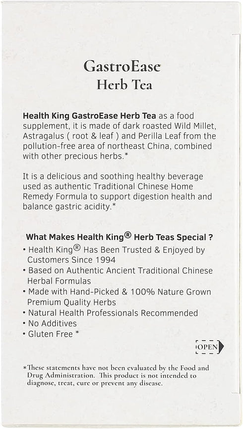 Health King GastroEase Herb Tea, Teabags, 20 Count Box