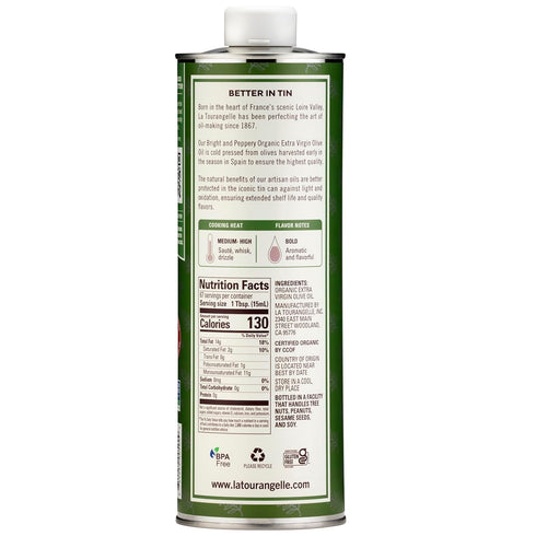 33.8 oz (1 La Tourangelle, Organic Extra Virgin Olive Oil, Cold-Pressed Early Harvest EVOO from Spain, Bright