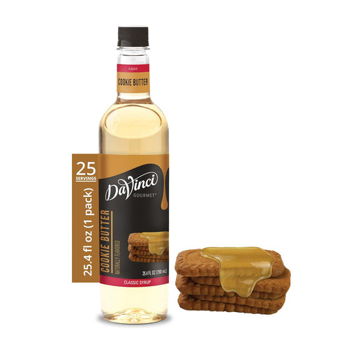 DaVinci Gourmet Cookie Butter Syrup, Made with pure Cane Sugar, Dairy Friendly,