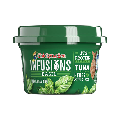 2.8 (Pack 6), Chicken of the Sea Infusions Tuna, Ounce Cups of Wild Caught Tuna, Basil