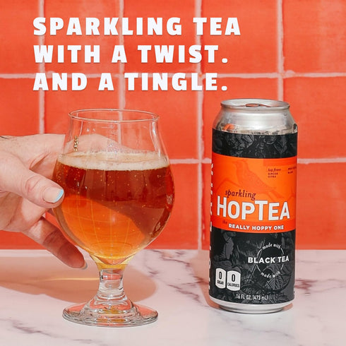 16fl oz (pack 12) HOPLARK Sparkling HopTea REALLY HOPPY ONE Tall cans of Sparkling Black Tea with Simcoe and Citra Hops