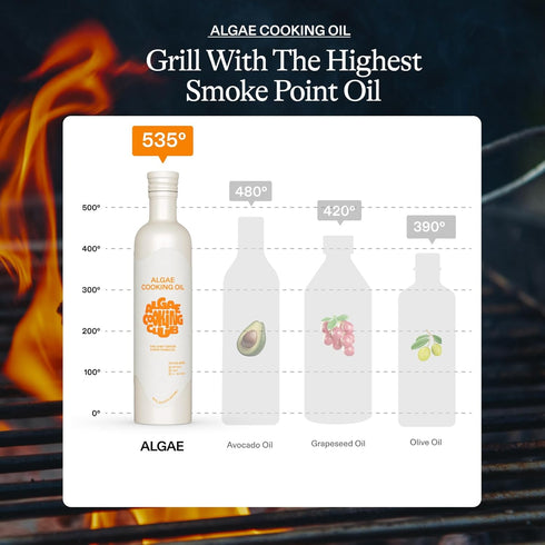 100% 7oz (2 Pack) 535F, Omega-9, Algae Cooking Club Chef-Grade Algae Cooking Oil Squeeze Bottles High Smoke Point Rich
