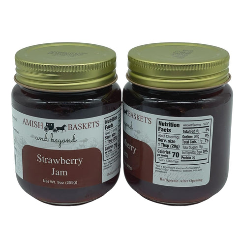 9 oz 2 Amish Strawberry Jam Non GMO Vegan All Natural - - Jars