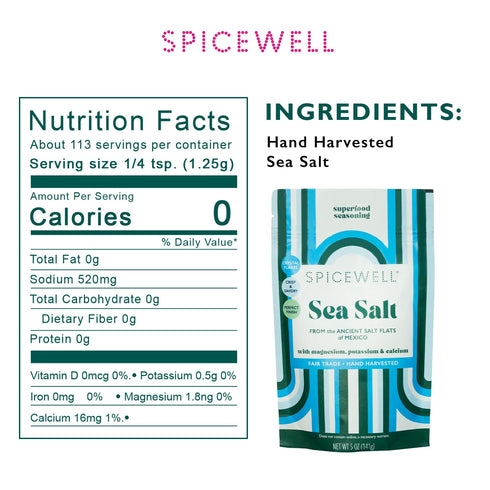 5oz Spicewell Sea Salt Pouch - Artisanal Hand-Harvested, High in Electrolytes, Magnesium, Potassium & Calcium, Plastic