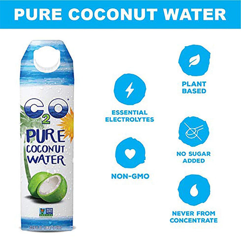C2O 1 (Pack 6) Pure Coconut Water | Plant Based | Non-GMO | No Added Sugar | Essential Electrolytes | Liter