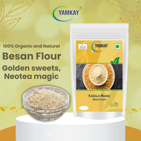 100% (300 Yamkay Organic Kadalai Maavu Pure Besan Flour (Gram Flour/Chickpea Flour) | Natural, Gluten-Free GM, Besan