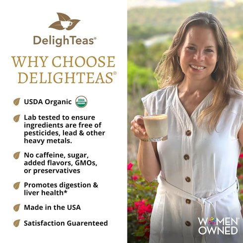 50 6oz. DelighTeas Organic Coffee Alternative | Ayurvedic Herbal Chicory Dandelion Coffee | Coffee Substitute | USDA