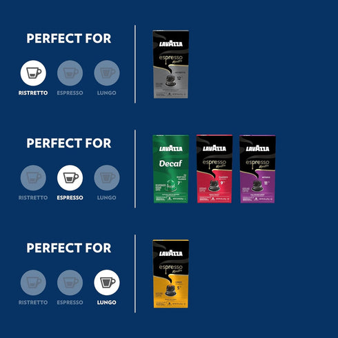 Pack (60 Lavazza Espresso Variety of Aluminum Capsules Compatible with Nespresso* Original Machines, Contains Light