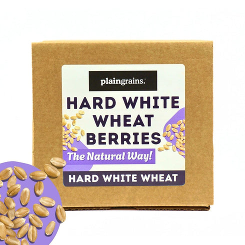 5.5 LB 12.5% PlainGrains. The Natural Way | Dry Hard White Wheat Berries | AV Protein by Volume | Uncooked, Unground