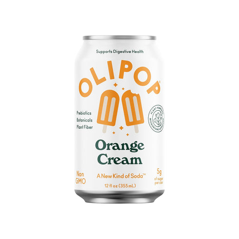 Packed 12oz (12-Cans) OLIPOP Prebiotic Soda Pop, Orange Cream, A New Kind of Soda with Prebiotics, Fiber