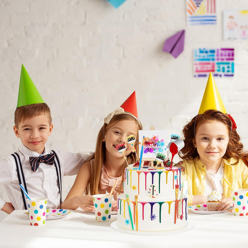 Taiyin 34 Pcs Art Cake Decorations, Cupcake Toppers, Artist Themed Cake Decor for Kids Birthday Party Supplies
