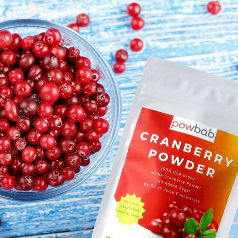 100% (3.5 Oz) powbab Cranberry Powder from USA Grown Organic Dried Cranberries. No Added Sugar. Pure Fruit, Unsweetened