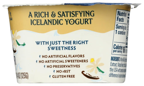 4.4 Icelandic Provisions, Yogurt Skyr Whole Milk Vanilla Bean, Ounce