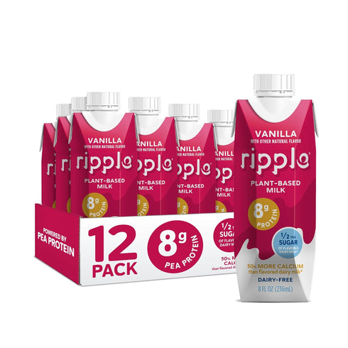 8 oz (12 Pack) 8 oz (12 Pack) 24 Pack Ripple Vegan Dairy-Free Milk, Vanilla & Ripple Vegan Dairy-Free Milk, Original |