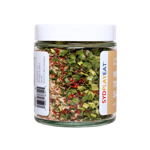 2.2 Oz Truffle Salt Blend with Extra White Truffle, Chives, Red Pepper Flakes, Aleppo Pepper, Sea Salt- SydSalt White