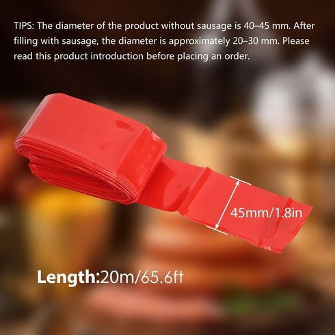 20m 45mm/65ft 1.8in Tissting Sausage Casing Inedible, x x Plastic Sausage Case, Mortadella Case, High Temperature