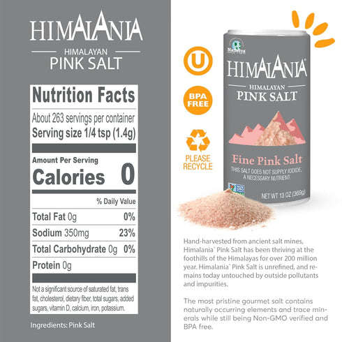 NATIERRA Himalayan Pink Salt, Fine Grain Salt Shaker Bottle, 13 Ounce