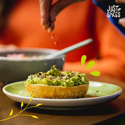 Just Spices Avocado Topping, 2.11 OZ Spice Mix for Avocado, Bowls, Salad with Black Sesame, Tomato, Chilli, Pyramid Salt