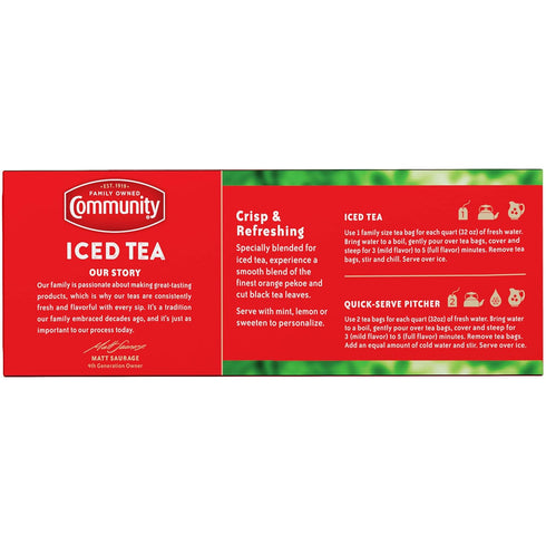Community 288 24 Count (Pack 12) Coffee Signature Iced Tea, Family Size Tea Bags, Box