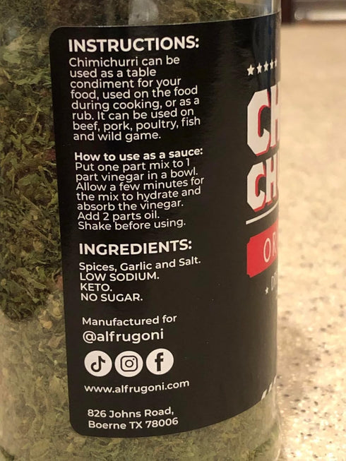 Al Frugoni Chimichurri, Original, Sauce, Rub, Seasoning, Condiment, Marinade